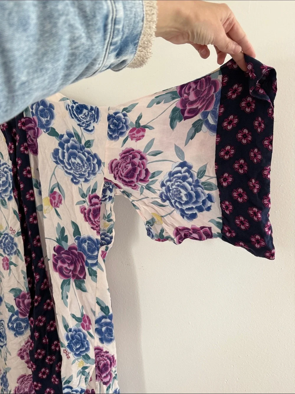 Floral Kimono Cardigan in Navy, Purple & Blue Medina one size